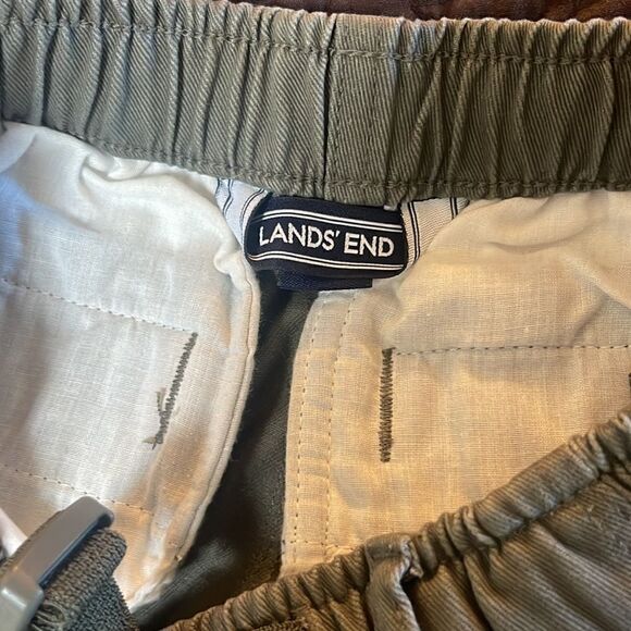 Lands’ End boys olive khaki pants.  Elastic adjustable waist.  Size 8 slim. - Picture 2 of 6